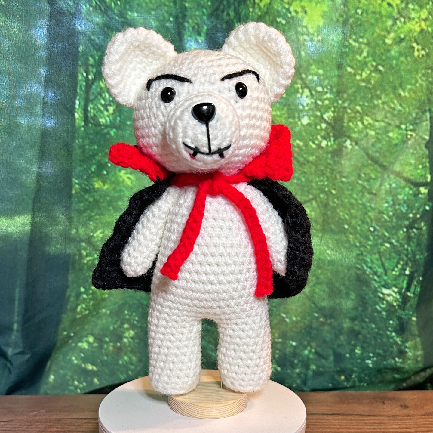 Handmade Crochet Vampire Teddy Bear, Halloween Decor or Horror Fan