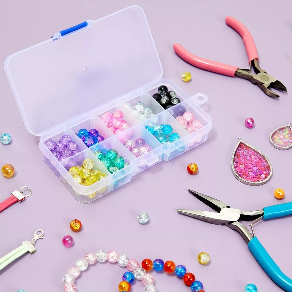 12 Pack Small Clear Storage Containers with Grid for Crafts, Jewelry, 2.5 x 5 In