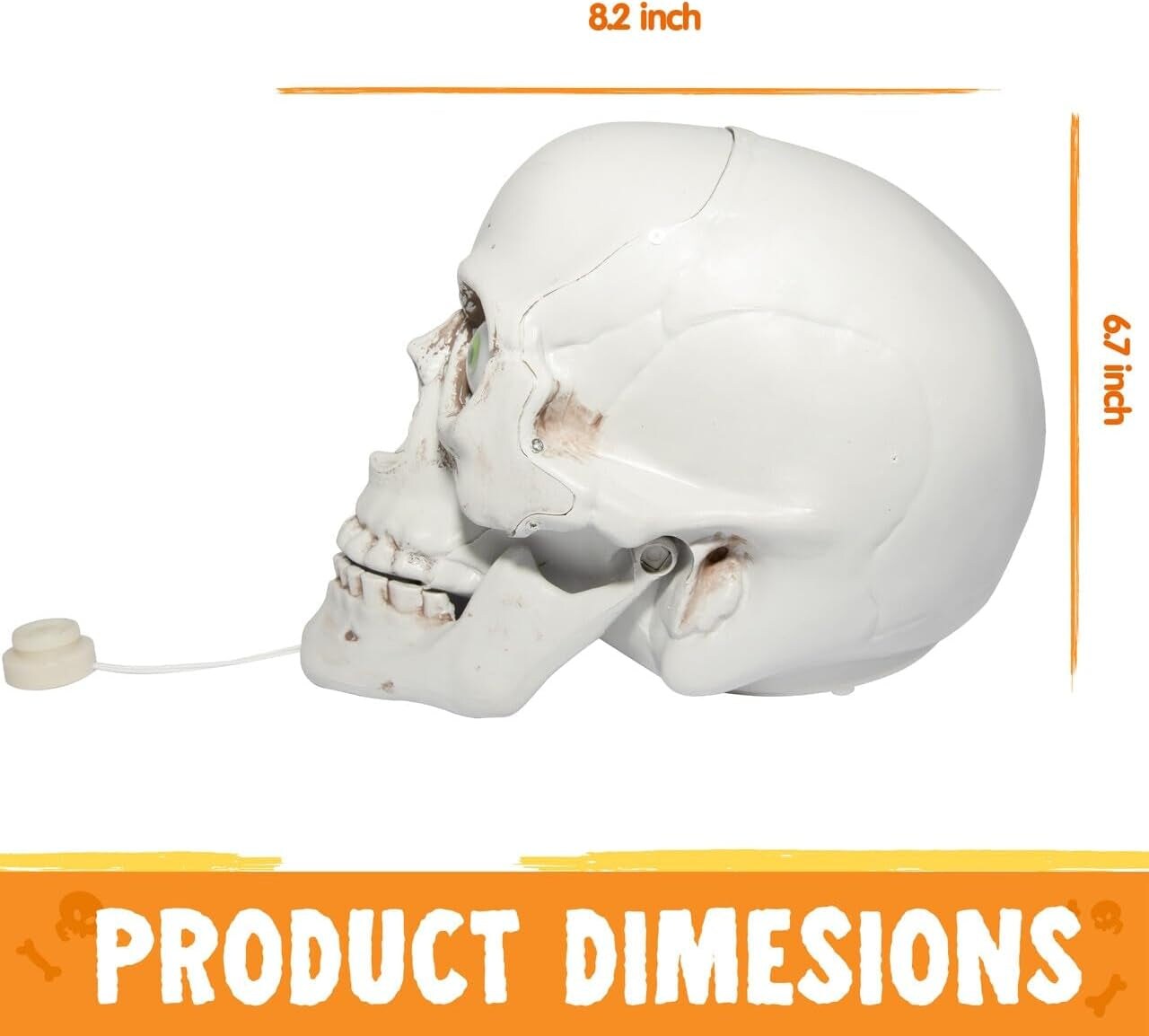 Skull Halloween Decorations Indoor Table Desk Home Decor Haunted House Halloween Animatronics Sound Activated LED Lights up Eyes Party Supplies Animated Skull Scary Moving Eyeballs