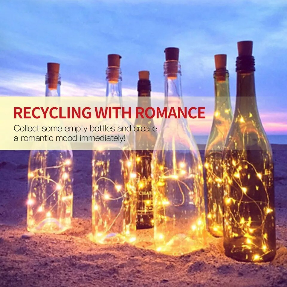 Betus 10pcs Wine Bottles Cork String Lights Warm Light For Garden Party Wedding