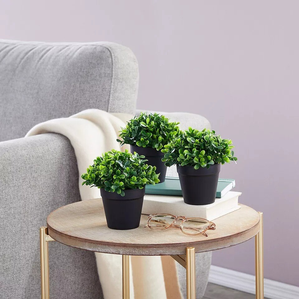 3 Pack Mini Fake Plants in Pots for Indoor and Outdoor Home Greenery Decor