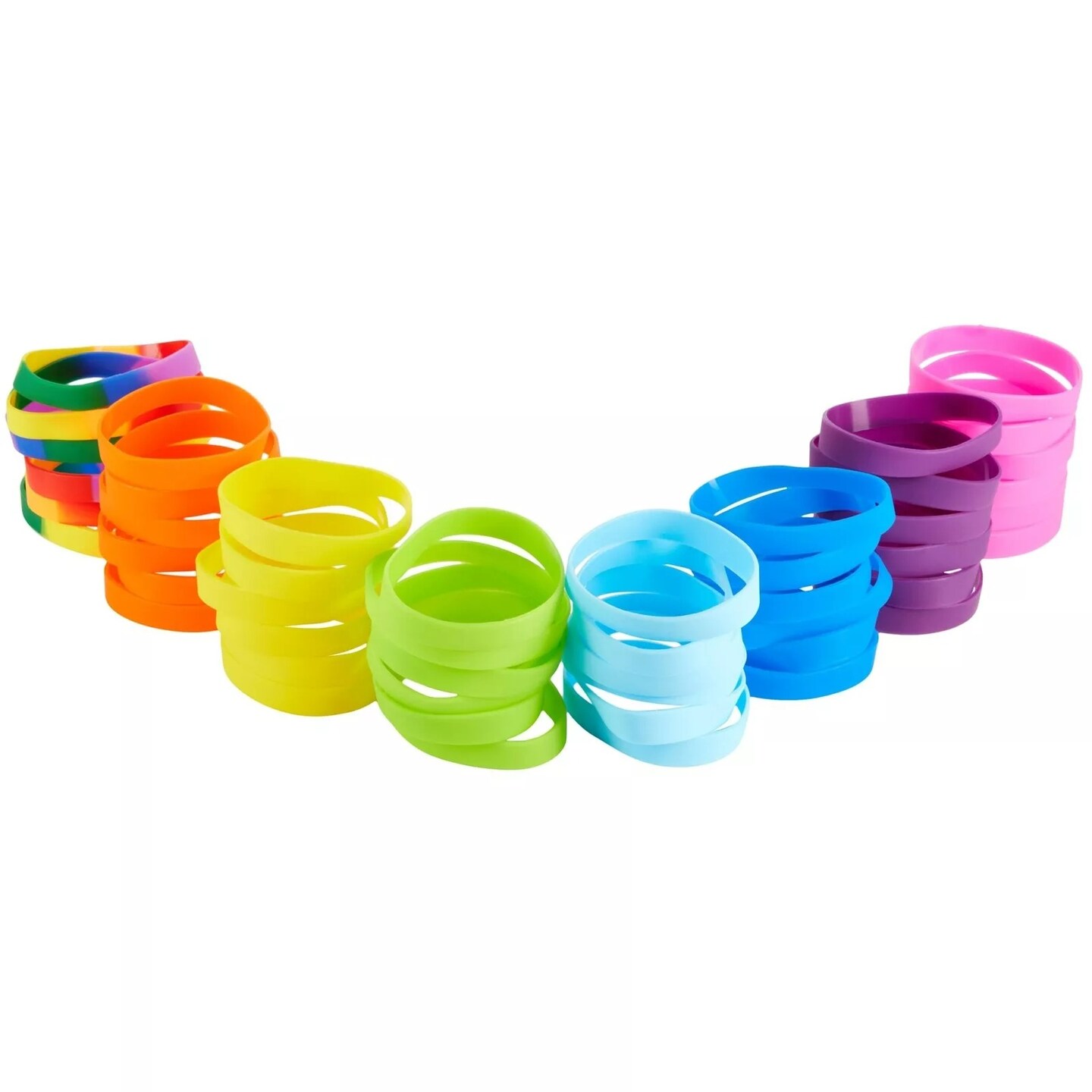 48 Pack Multi-Colored Silicone Bracelets Bulk Set, Wrist Bands for Sublimation