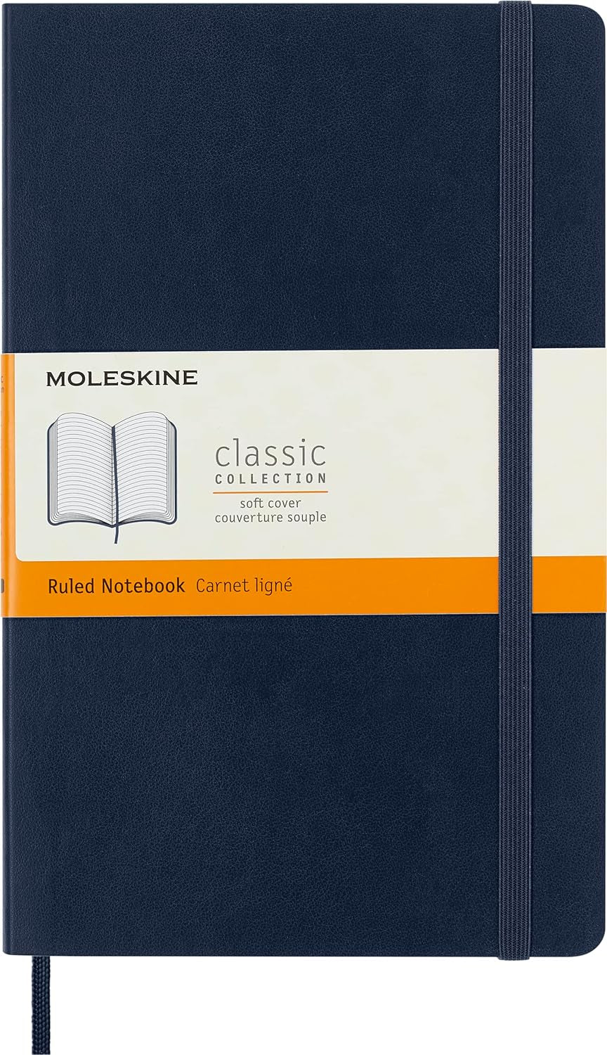 Classic Notebook, Soft Cover, Large (5&#x22; X 8.25&#x22;) Ruled/Lined, Sapphire Blue, 192 Pages