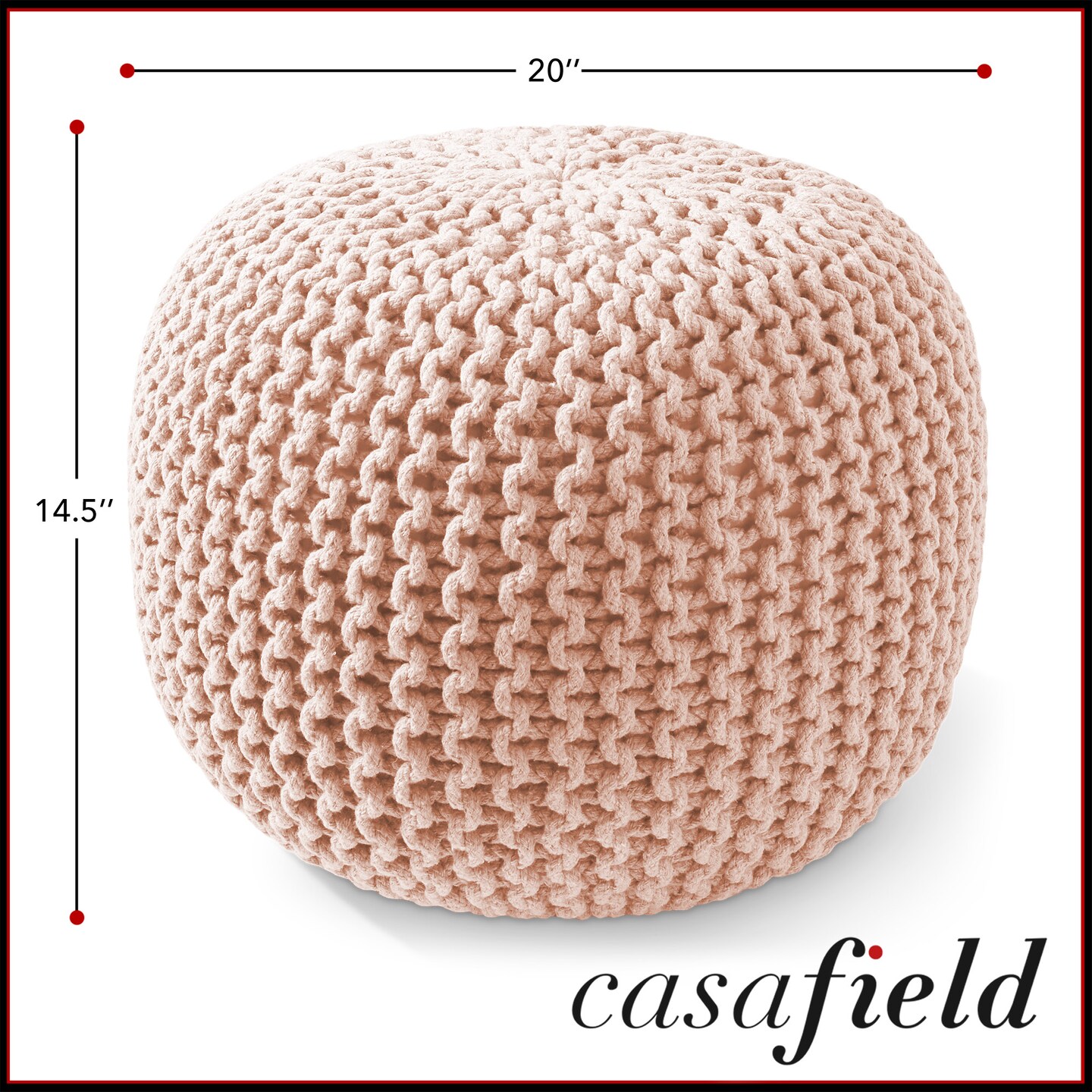 Casafield Pouf Ottomans, Cotton Knit Foot Stools, Boho Floor Pouffes for Living Room, Bedroom, Home Office