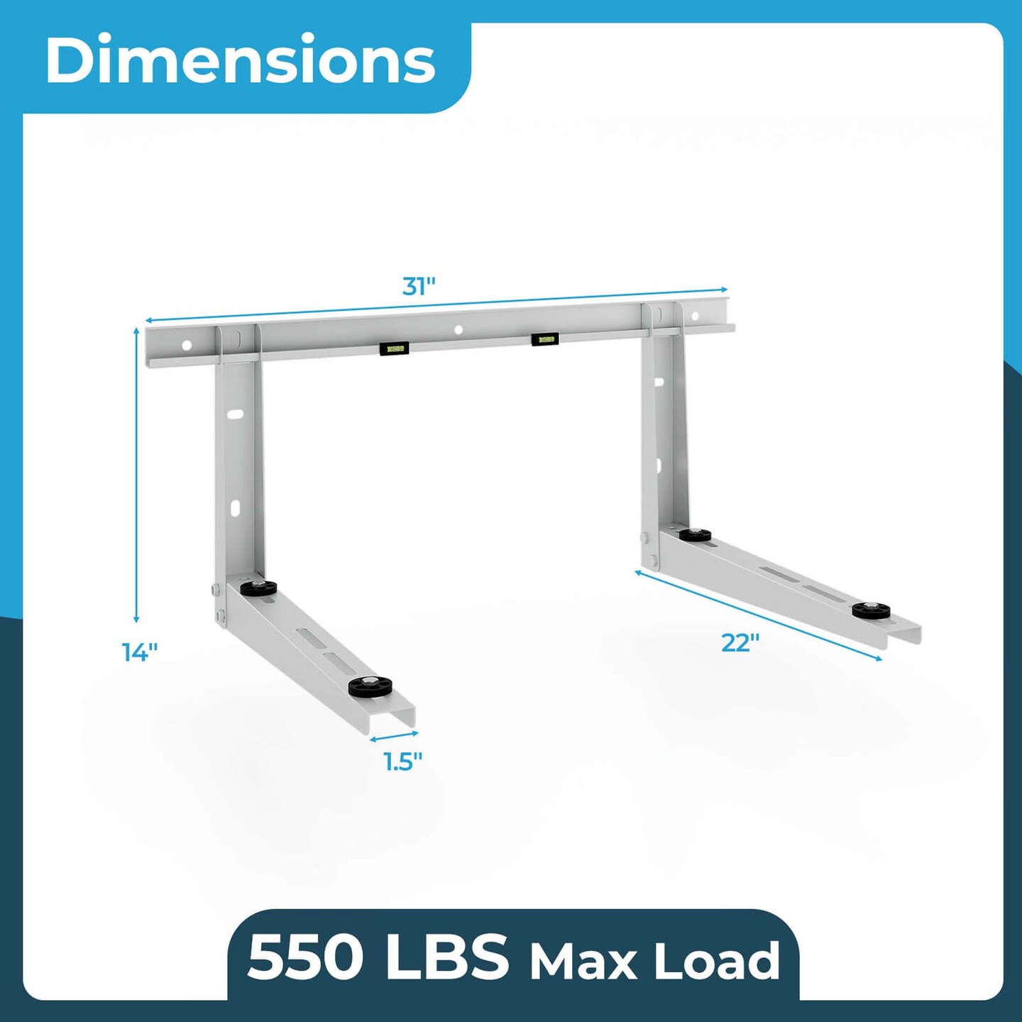 Costway 18&#x22;/22&#x22; Heavy-Duty Mini Split Wall Mounting Bracket with Adjustable Crossbar &#x26; Levlers