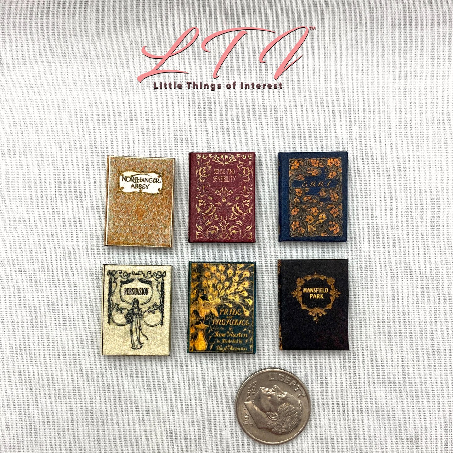 JANE AUSTEN BOOK SET 6 Pc Miniature 1:12 Scale Readable Illustrated Dollhouse Books By Little Things of Interest | MakerPlace by Michaels for Free Printable Dollhouse Book Covers