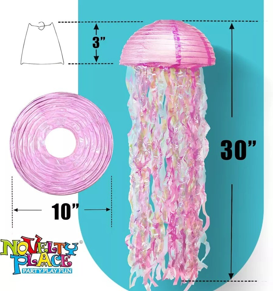 6 Pack Jellyfish Paper Lanterns Versatile Hanging Lantern Decor with Shiny Strip