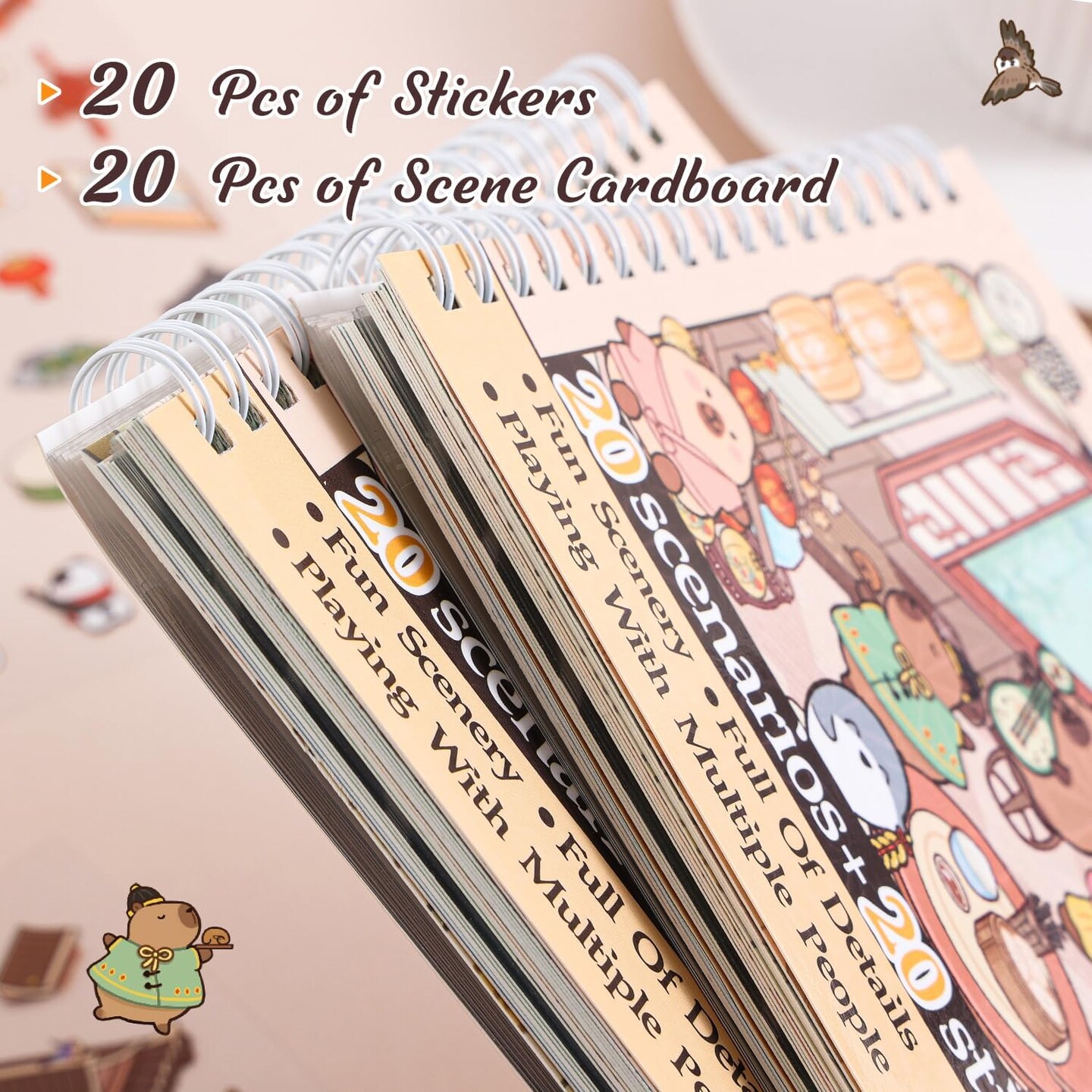 20 Sets 3D Sticker Scene Book for Girls, 600+ DIY Kawaii Mini Room