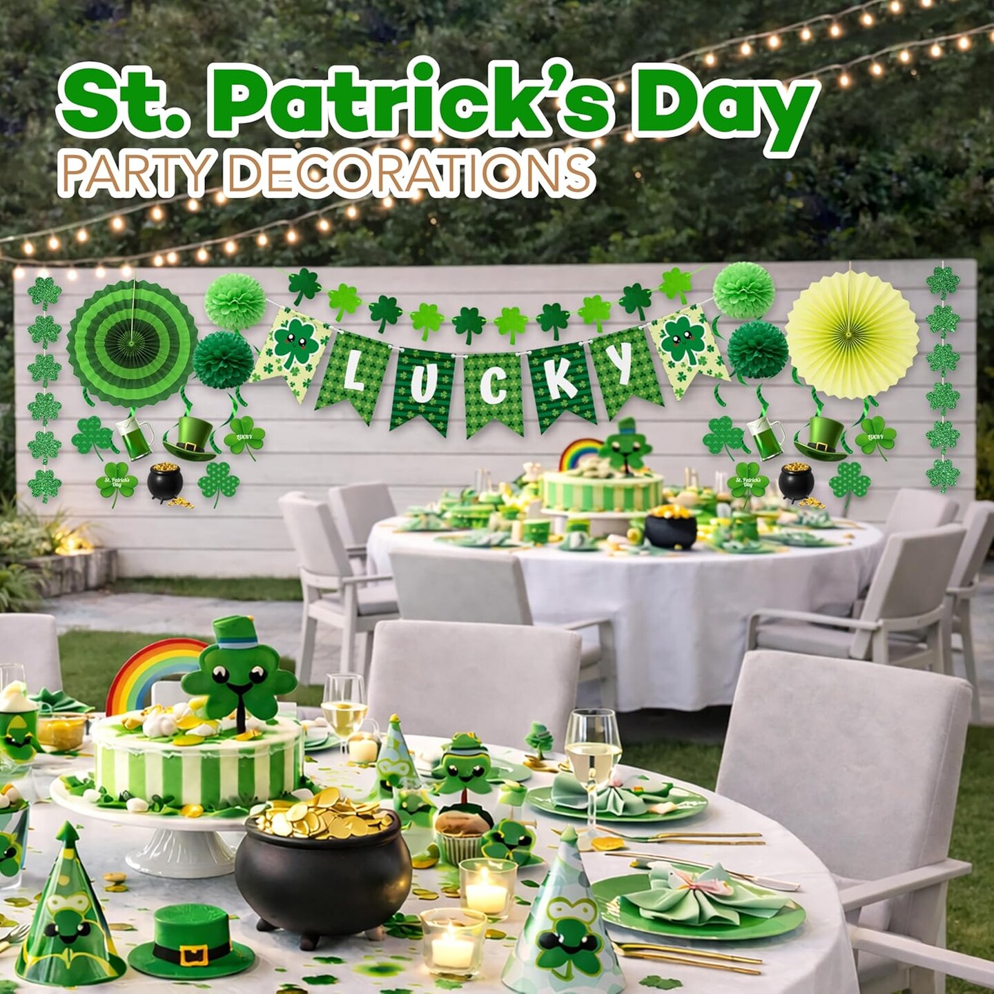 4E's Novelty 24 Pack St. Patrick's Day Decorations Kit, Green Paper Hanging Shamrock Ceiling Swirls for St Patricks Hanging Decor, Classy St Patricks Day Decor for Fun, Classroom & Home Party