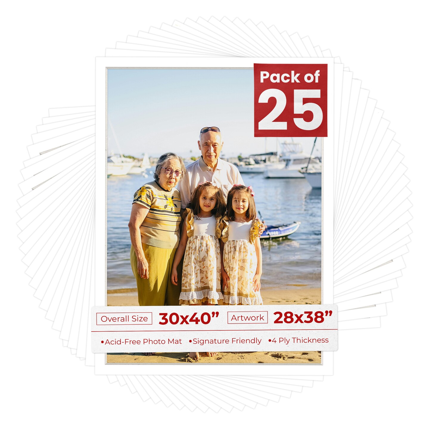 Textured White Mat Board for 30x40 Frames - Fits 28x38 Photos