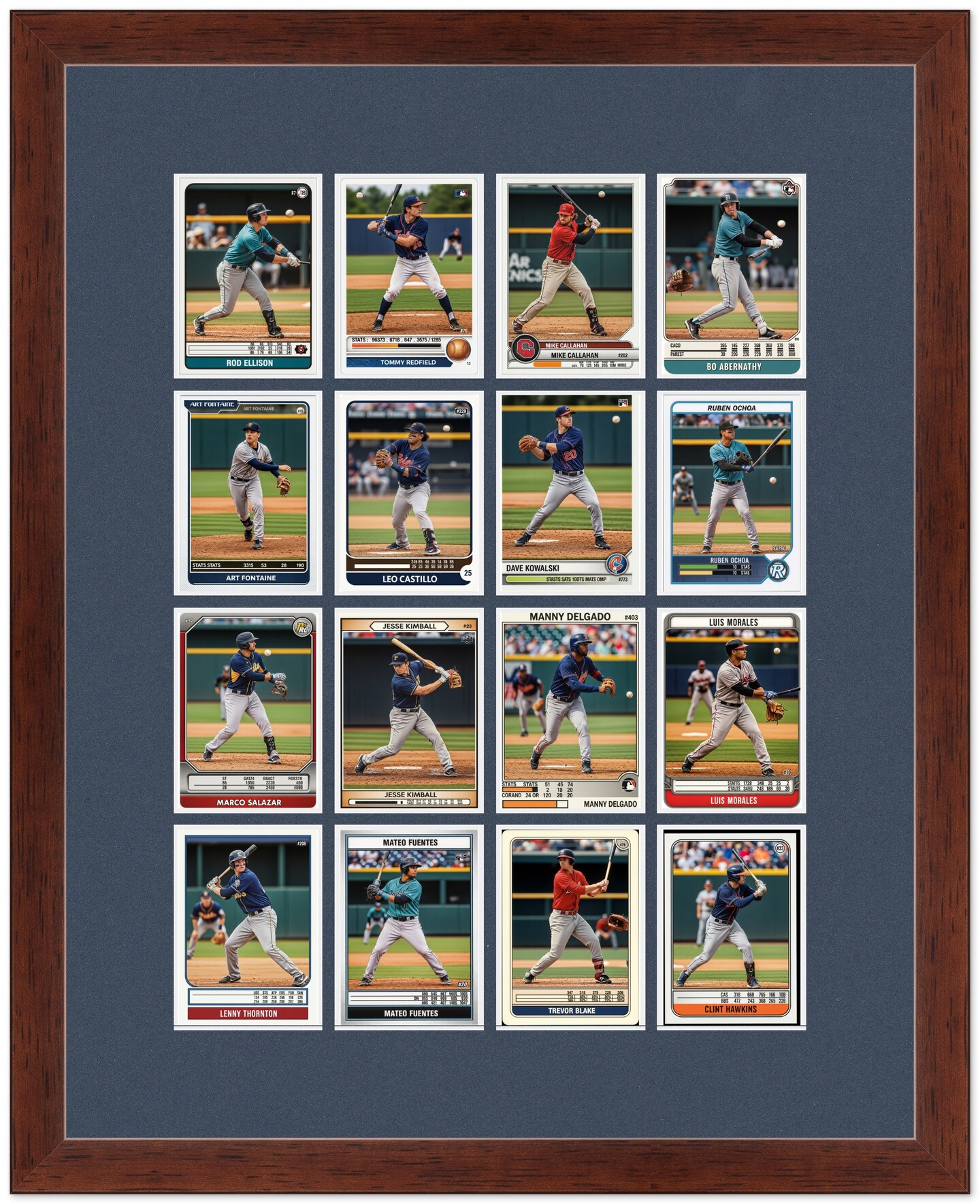 CustomPictureFrames.com Solid Wood Card Picture Frame - Rustic Walnut with Navy Blue Mat - Multiple Sizes for PSA AGS SGC BGS TAG Slabs and Top Loaders Made in the USA
