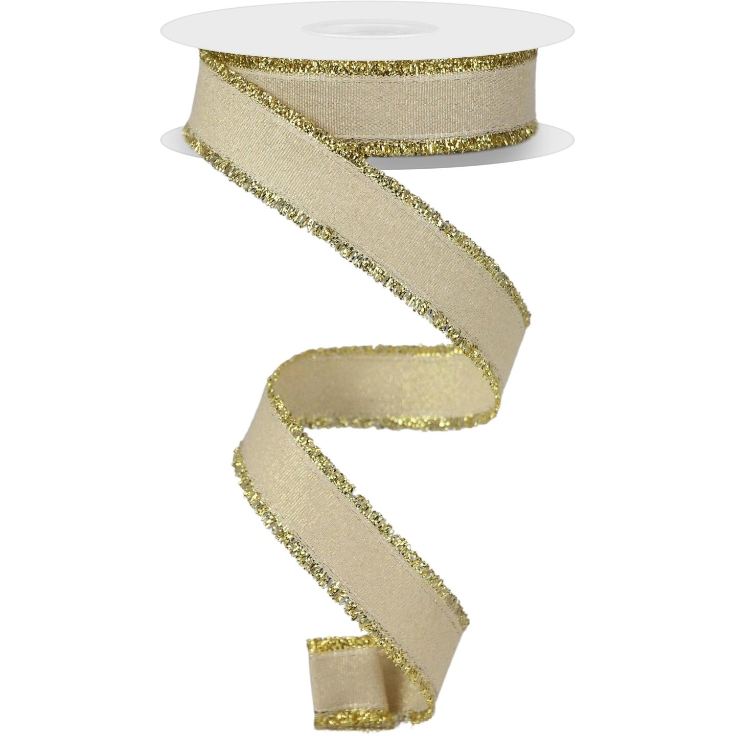 7/8&#x22; Fuzzy Edge Ribbon: Gold (10 Yards)