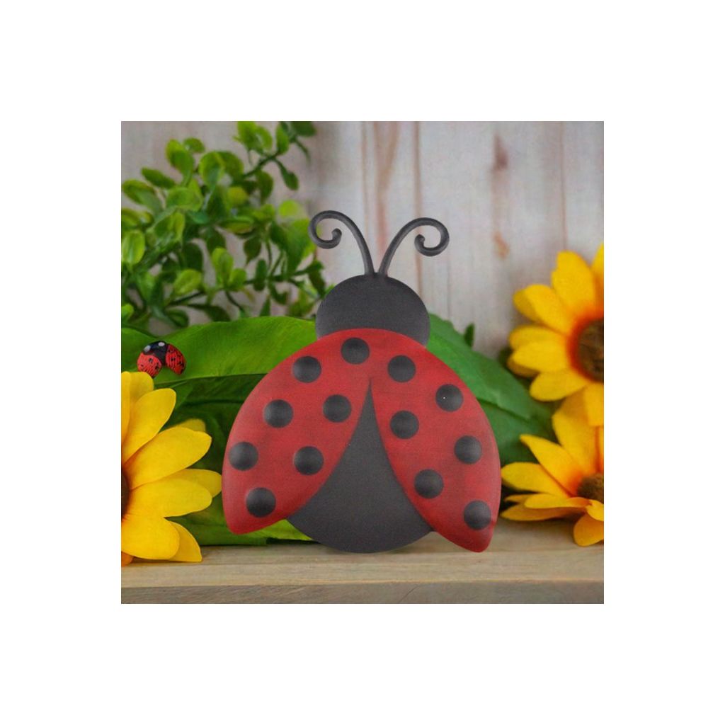 12&#x22; Metal Embossed Ladybug Hanger: Solid