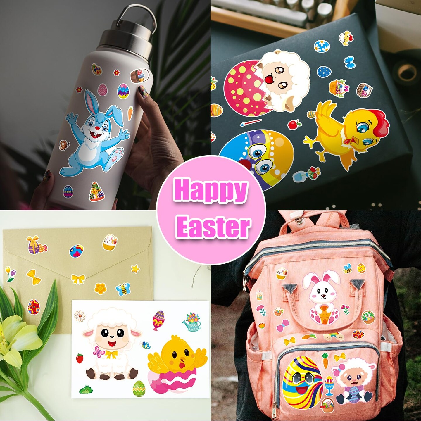 64 Sheets Easter Make a Face Stickers for Kids - 16 Cute Designs - Fun Party Favors, Crafts, Decorations & Basket Stuffers for Easter