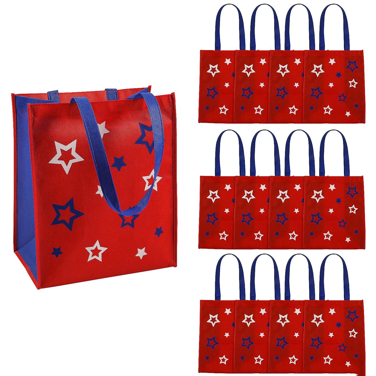12" x 14" Medium Patriotic Shopper Nonwoven Tote Bags 12 Pieces
