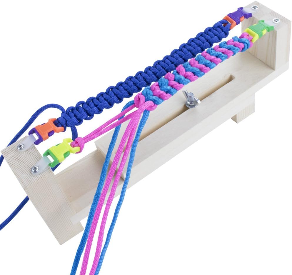 Jig Bracelet Maker with Parachute Cord - Heavy Duty Buckles - Wristband Maker with 6 Paracord Hanks and 6 Quick Release Buckles