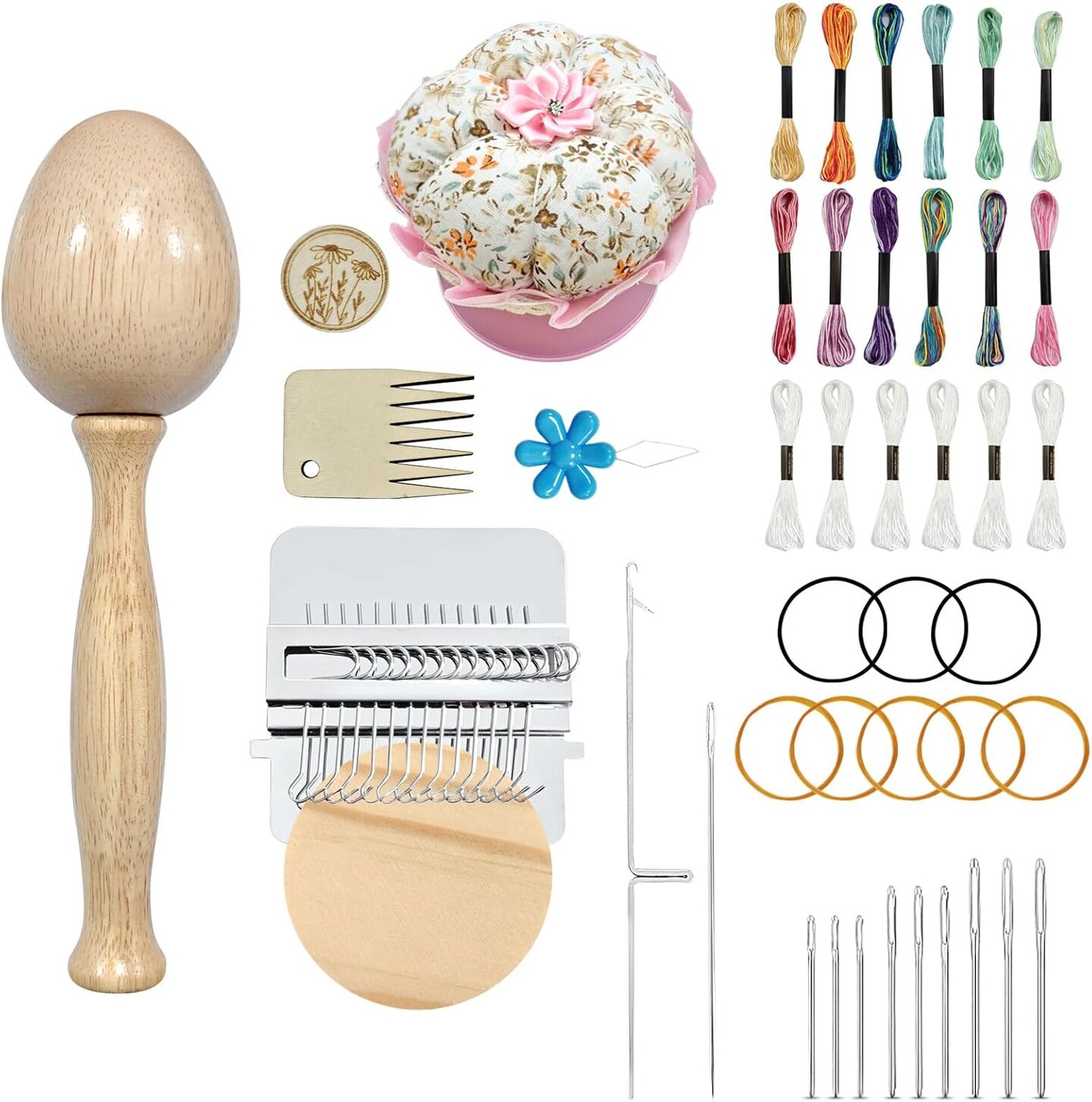 thumbnail interactive-video image 1 of Darning Egg & Mushroom Kit - Complete Socks Repair Set With Threads & Needles 1 of 2