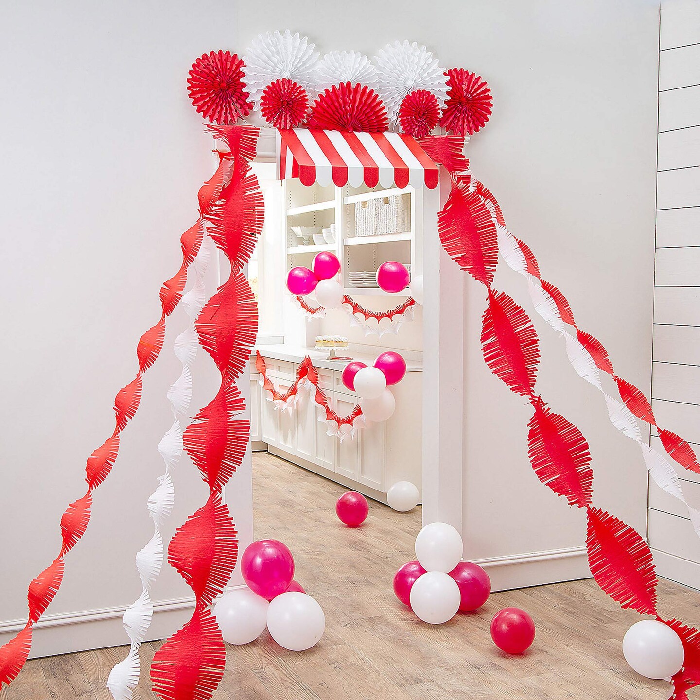 4th of July Red White Striped 3D Circus Awning 24 3/4 x 8 3/4 Inches