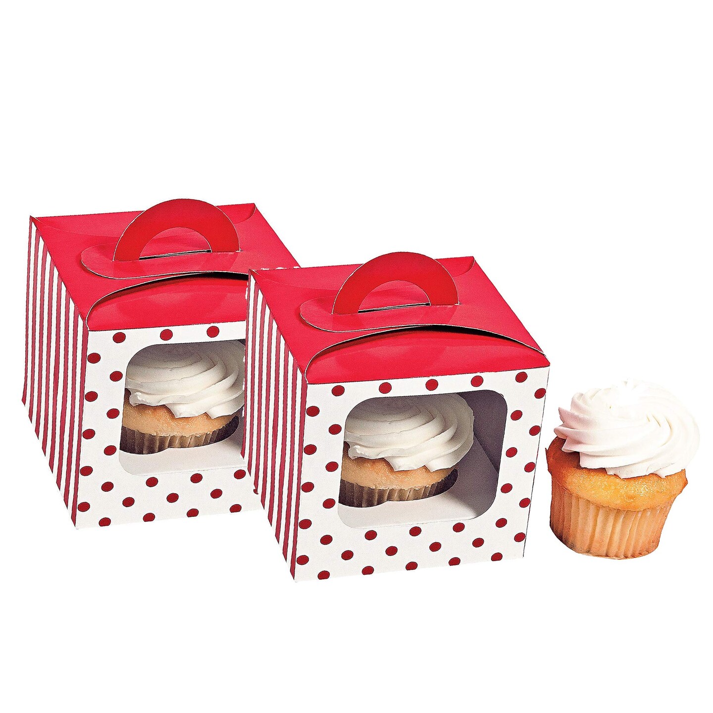 4th of July Polka Dot Cupcake Box with Handle 12 Pieces Colorful Party Treat Holders