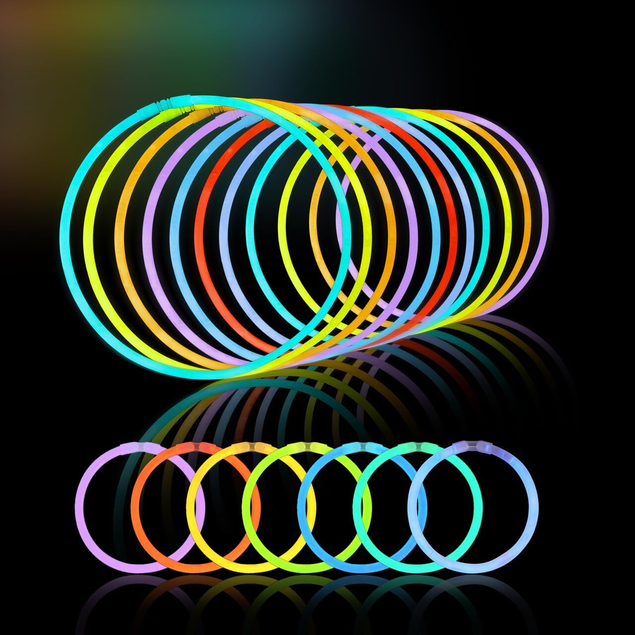 300 Pack Glow Sticks, 100ct 22'' Necklaces and 200 Pcs 8" Glow Sticks Bulk with 300 Pcs Connectors, Bright in The Dark Party Supplies, Neon Light Up, Halloween Party Favors