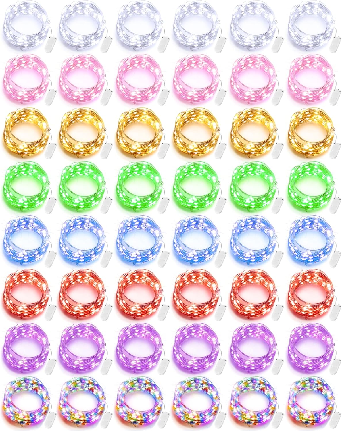 50 Pieces 10ft 30 LEDs Fairy Lights Battery Operated, Wedding Waterproof Tiny Small Twinkle String Lights for Jars Starry for DIY Party Favors for Birthday Vases Centerpieces(Mixed Color)