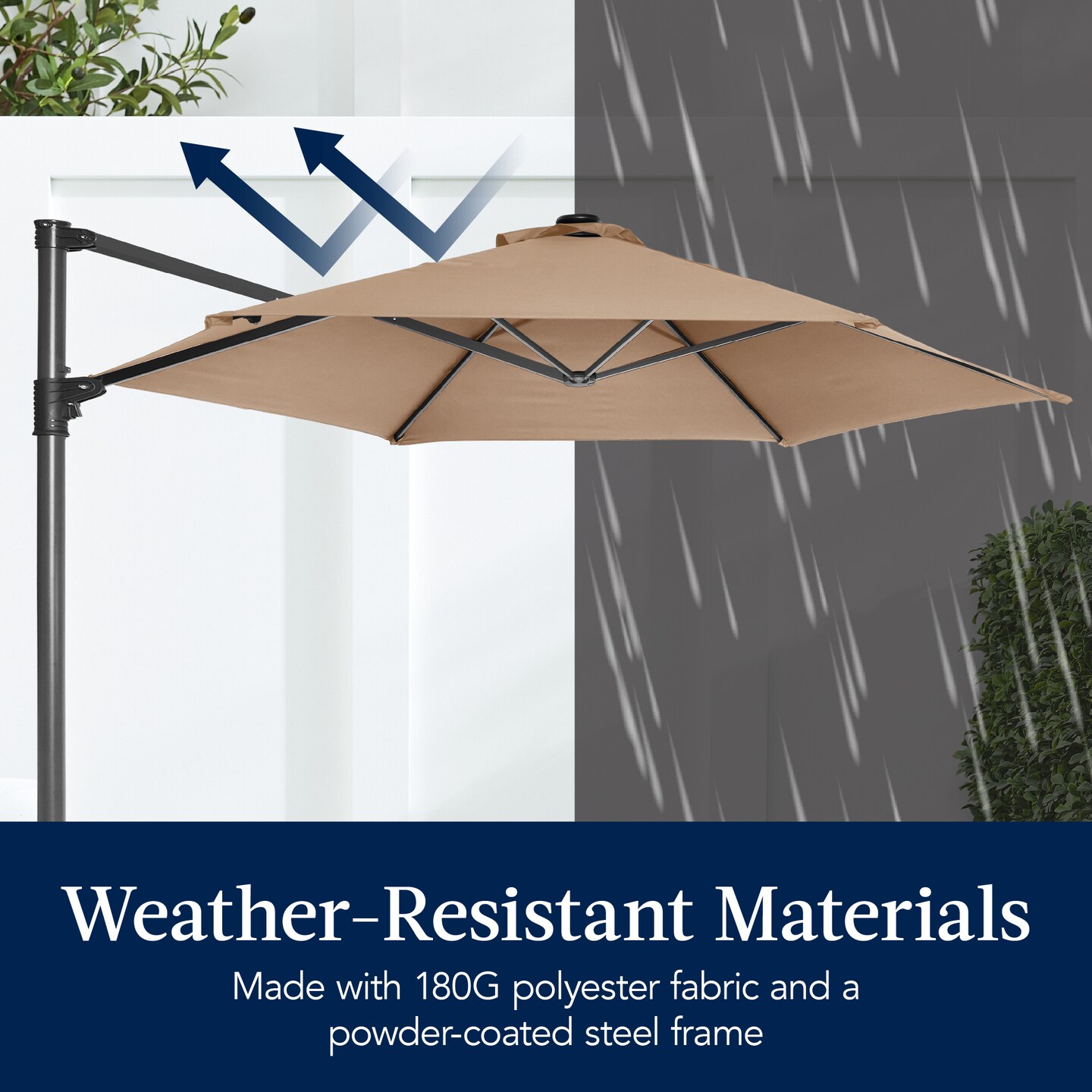 Best Choice Products 10ft 360° Rotating Cantilever Easy Auto Open Patio Umbrella w/ Solar LED Lights