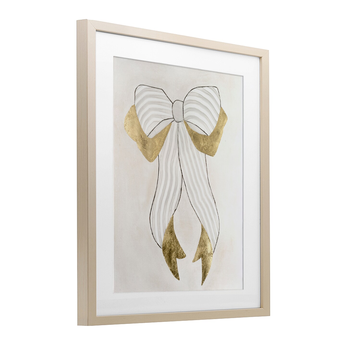 Stupell Industries Neutral Glam Ribbon Framed Print Under Glass, design by Vanna Lam