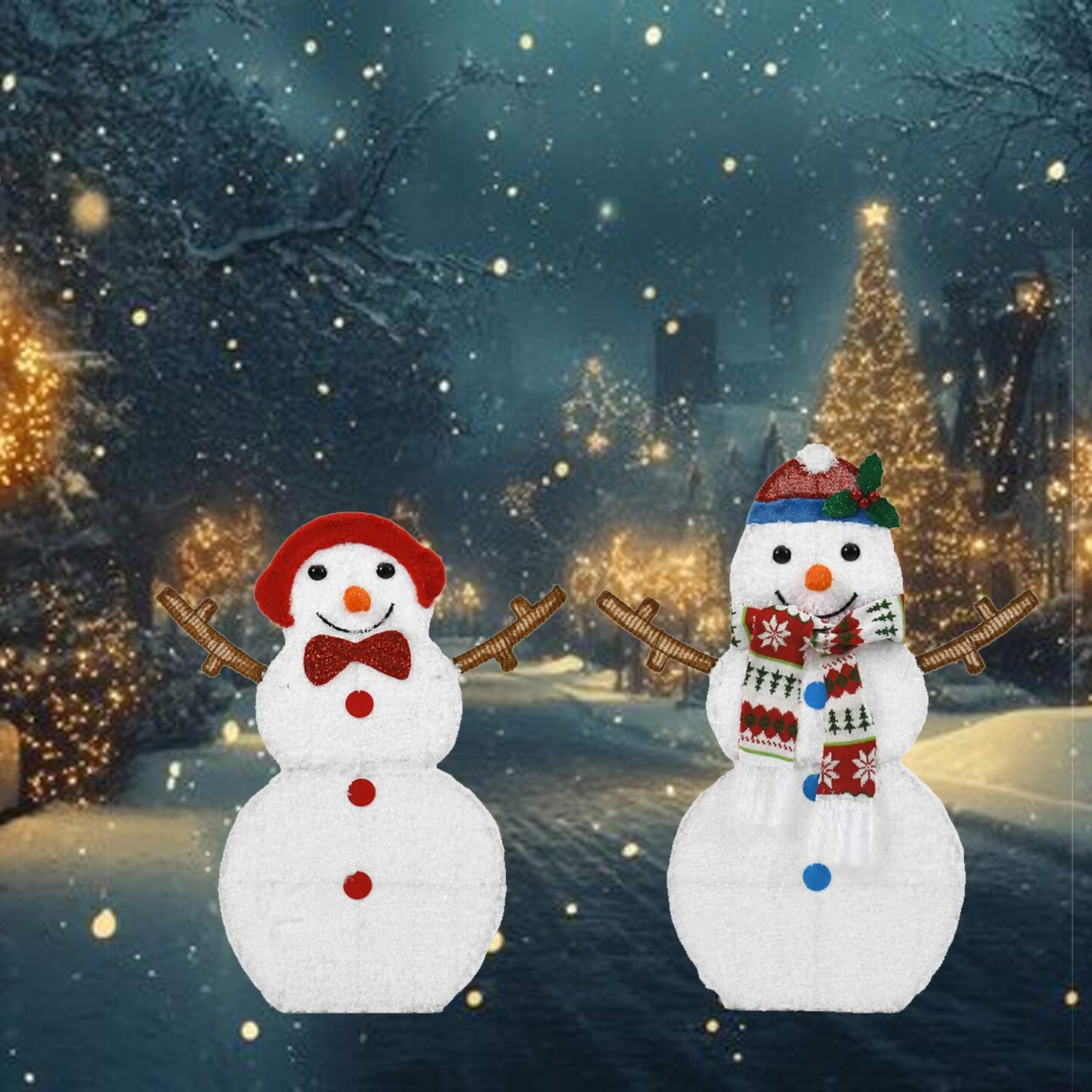 Outdoor Inflatable Santa Claus Set of 2 Lighted Holiday Lawn &#x26; Garden Decor 42.05cm x 37cm x 1.6cm