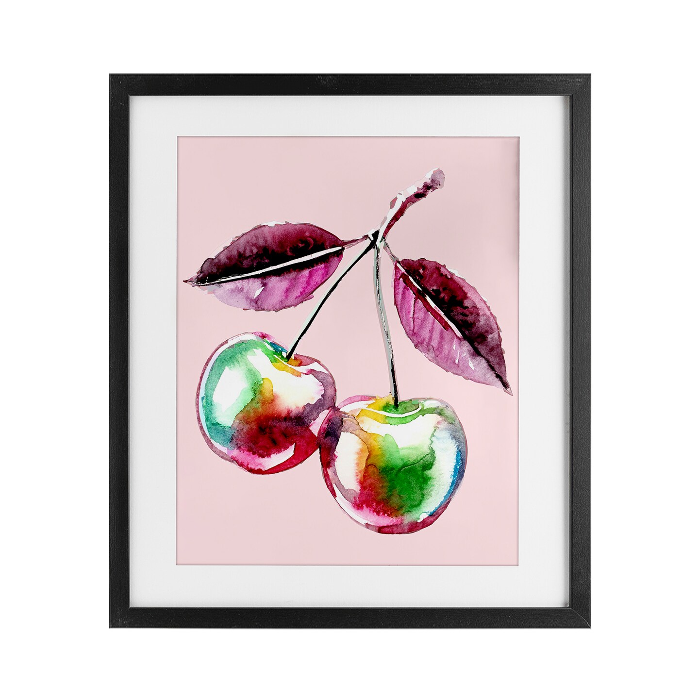 Stupell Industries Chromatic Cherries on Pink Framed Print Under Glass, design by Lil&#x27; Rue