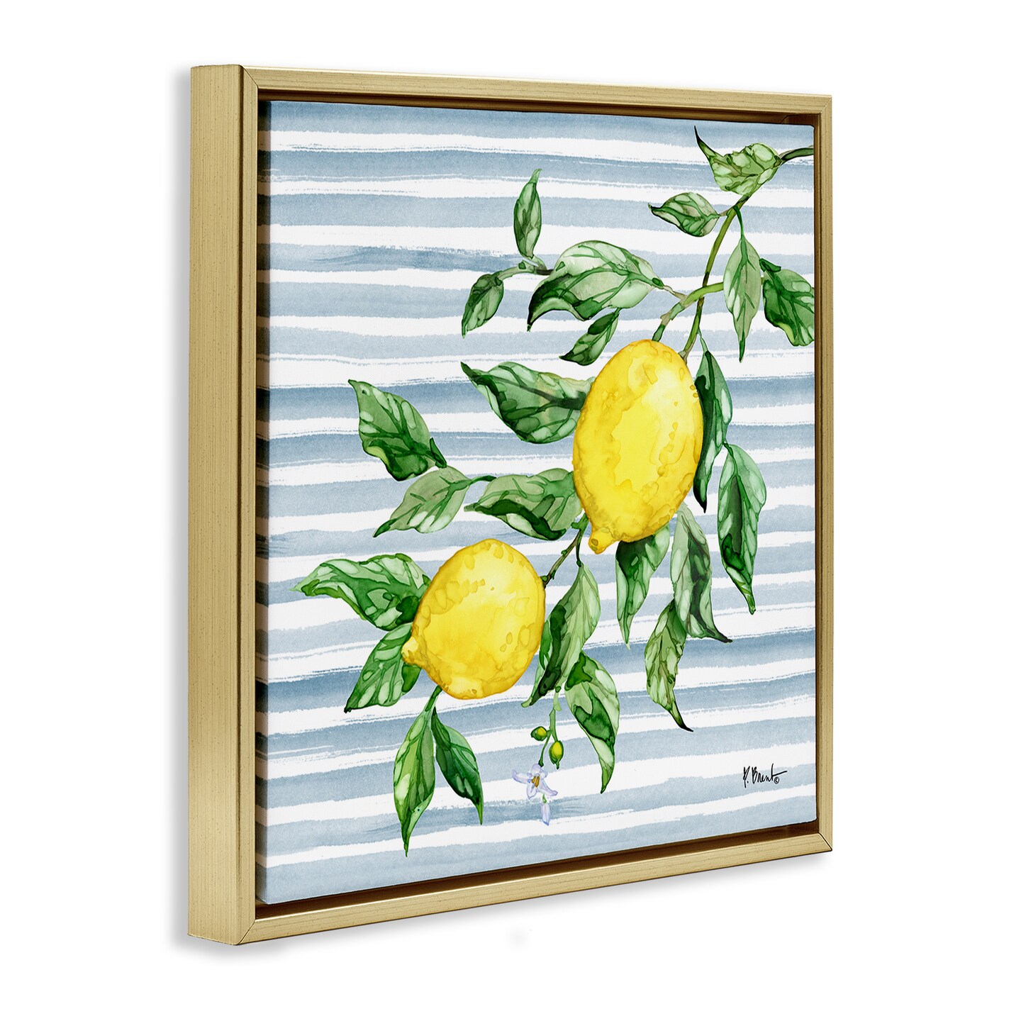 Stupell Industries Juicy Lemon Vine on Blue Floating Frame, design by Paul Brent