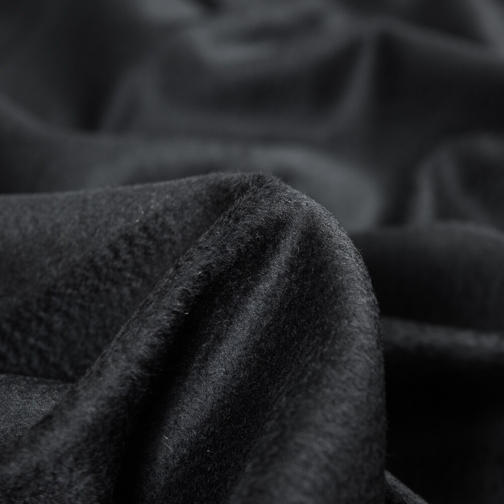 1 Yard Black Cashmere Coating Solid Fabric