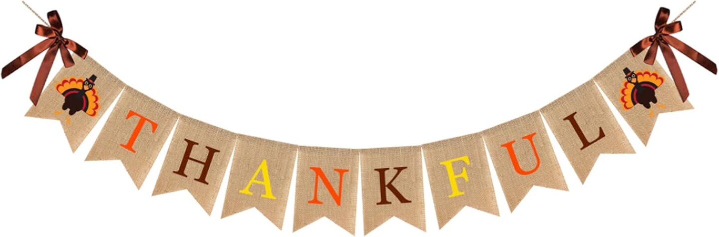 Fall Thanksgiving Burlap Banner (Multicolor)