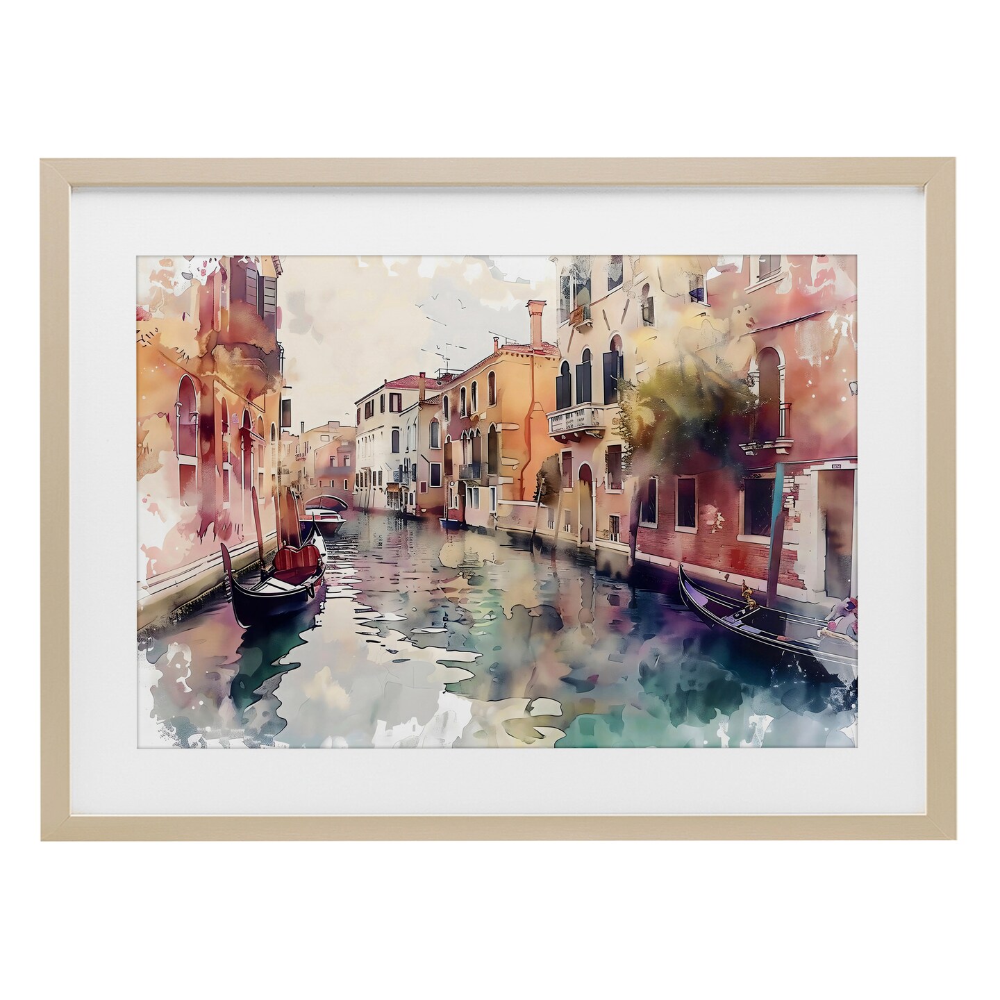 Stupell Industries Venice Canal Watercolor Style Framed Print Under Glass, design by LSR Creative Studio