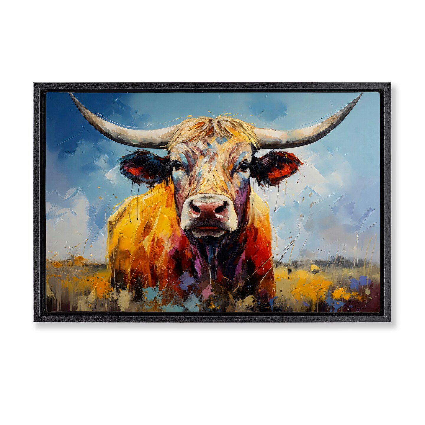 Stupell Industries Moody Longhorn Portrait Floating Frame, design by LSR Creative Studio