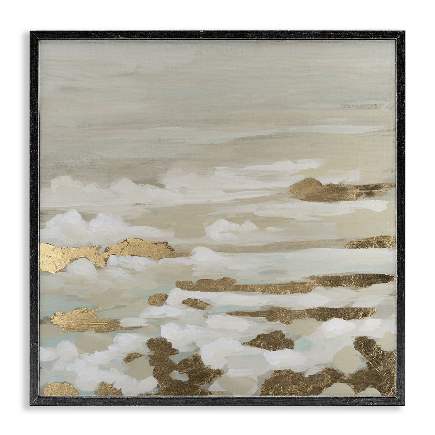 Stupell Industries Gilded Surf Abstract Waves Framed Giclee, design by June Erica Vess