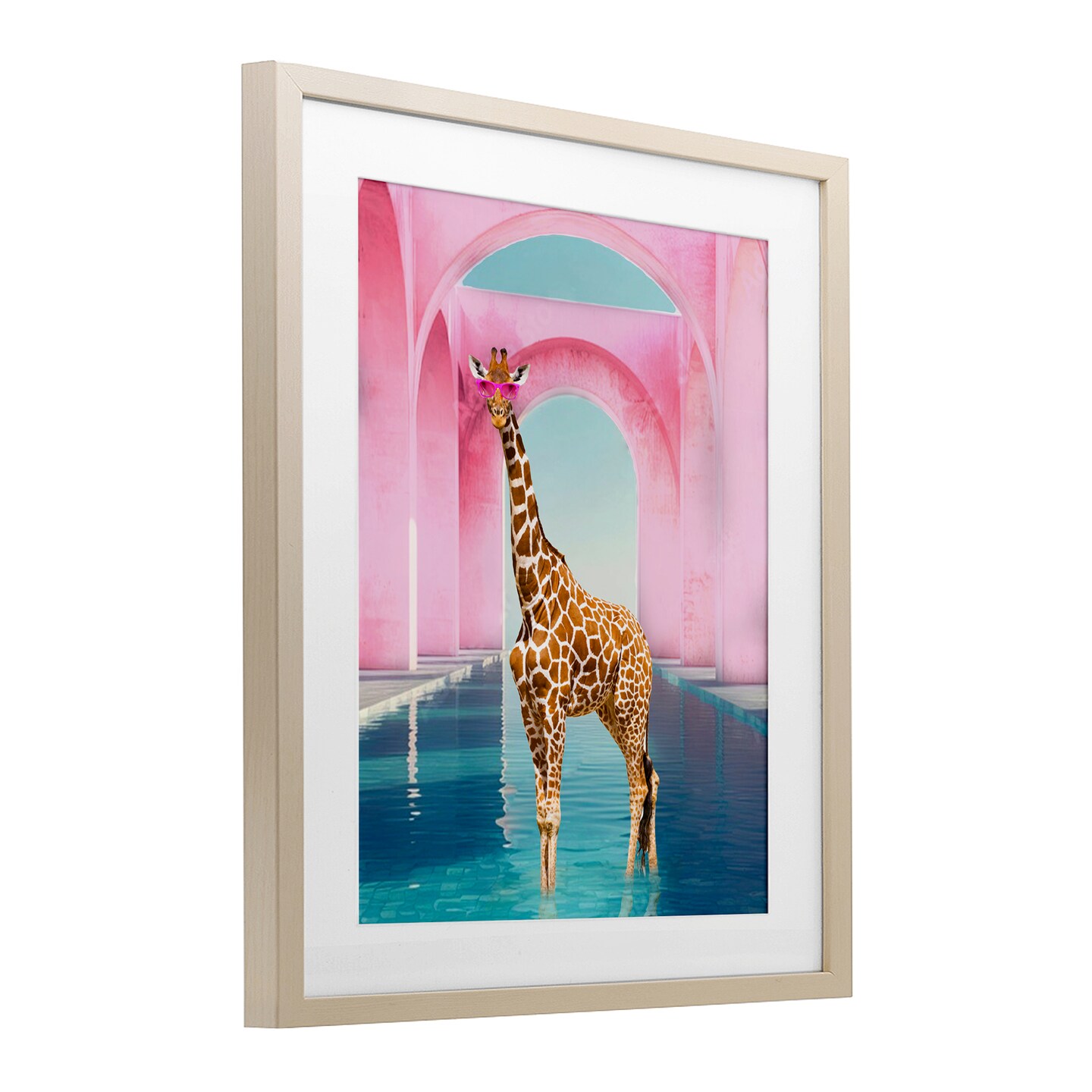 Stupell Industries Glam Giraffe with Pink Arches Framed Print