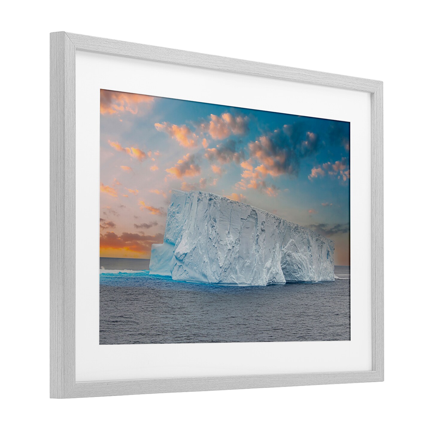 Stupell Industries Frozen Iceberg Sunset Framed Print Under Glass, design by Richard Silver