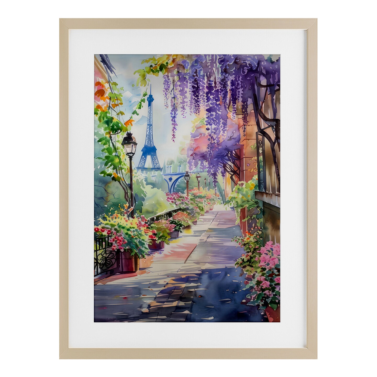 Stupell Industries Wisteria Walkway in Paris Framed Print Under Glass,  design by LSR Creative Studio, Size: 23 x 17, Model: Birch Glass Framed |  Michaels