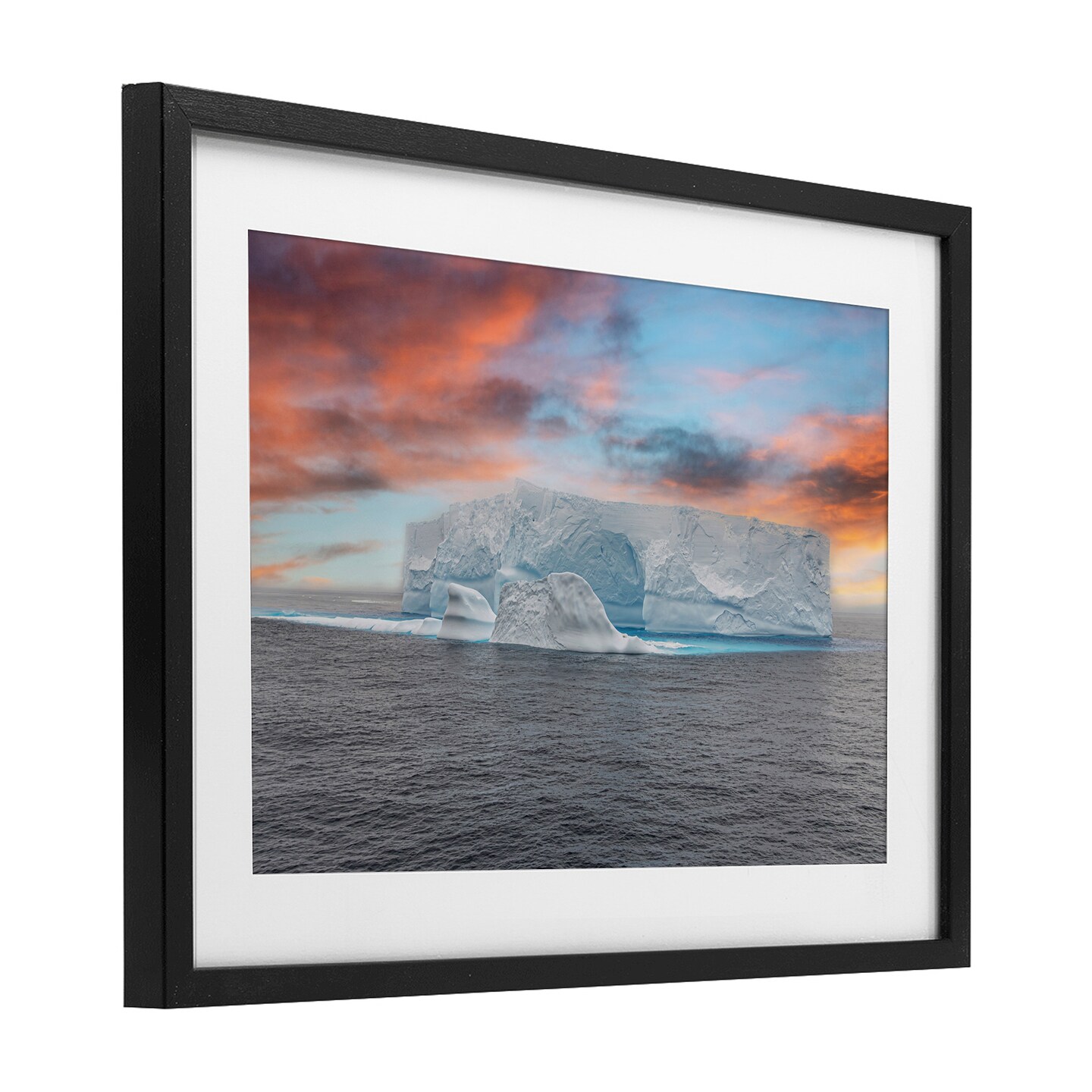 Stupell Industries Sunset over Frozen Iceberg Framed Print Under Glass, design by Richard Silver