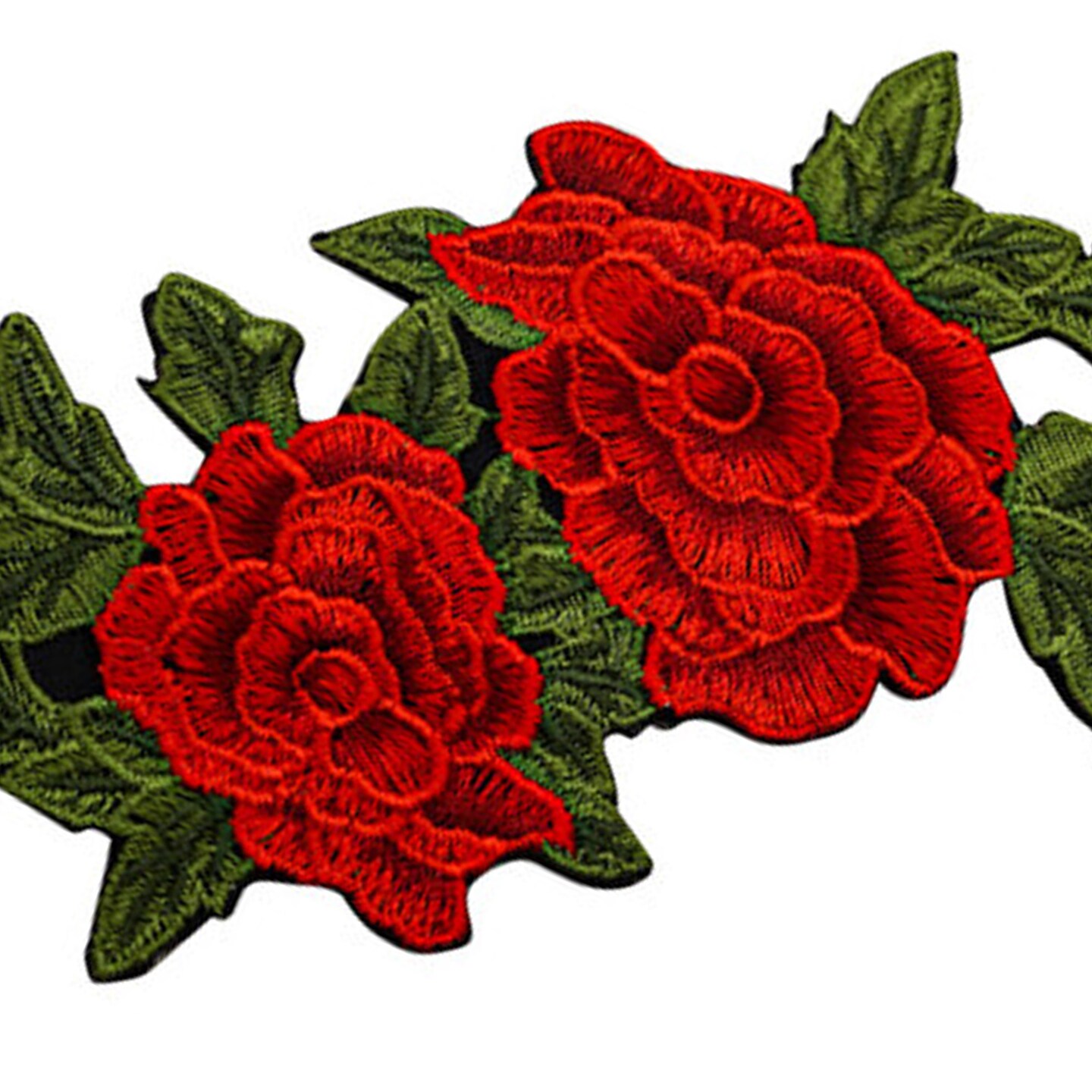 3 1/2"x 7" Red Rose Embroidery Heat Transfer Patch Pack of 12