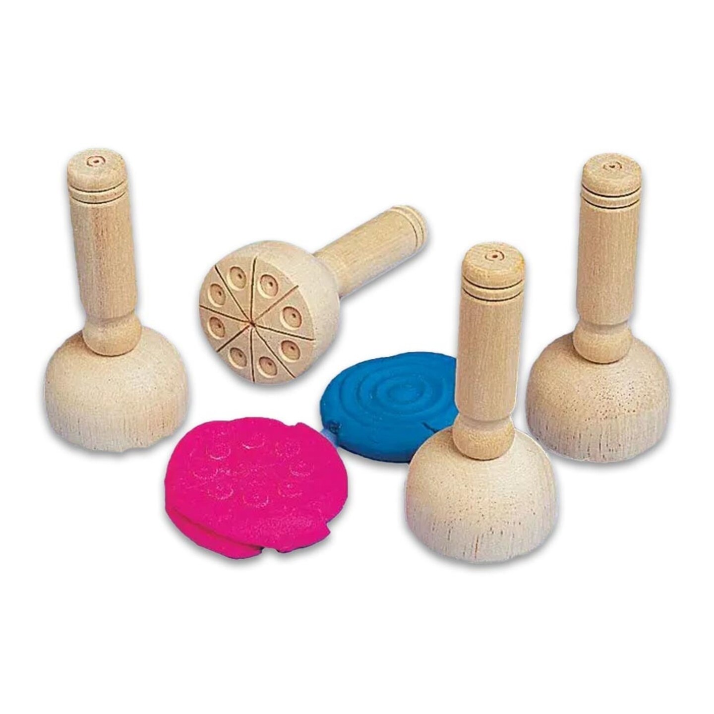School Smart Wooden Clay Stamps, Set of 4