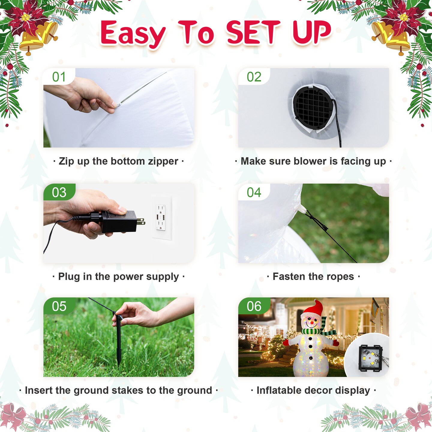 Set of 2 8FT Lighted Inflatable Icy Snowman Decor