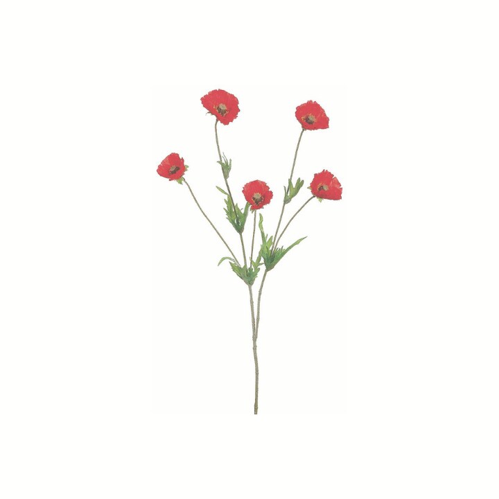 26" Watermelon Poppy Spray – Faux Meadow Flower Stem for Wreaths, Bouquets & Home Decor-FSP748-WM