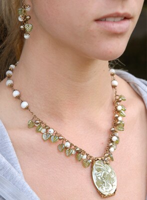 8x4mm Flat Two-Sided Flower Beads in Luster Opague Beige, One Strand with apx 25 beads GB-FB39