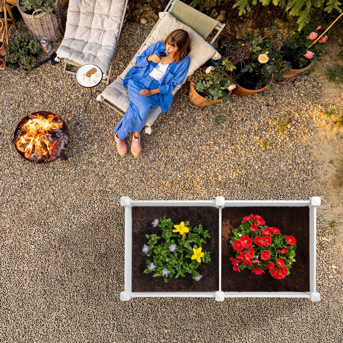 Casafield White Vinyl Raised Garden Bed, Outdoor Above Ground Garden Planter Box for Flowers, Vegetables, and Gardening