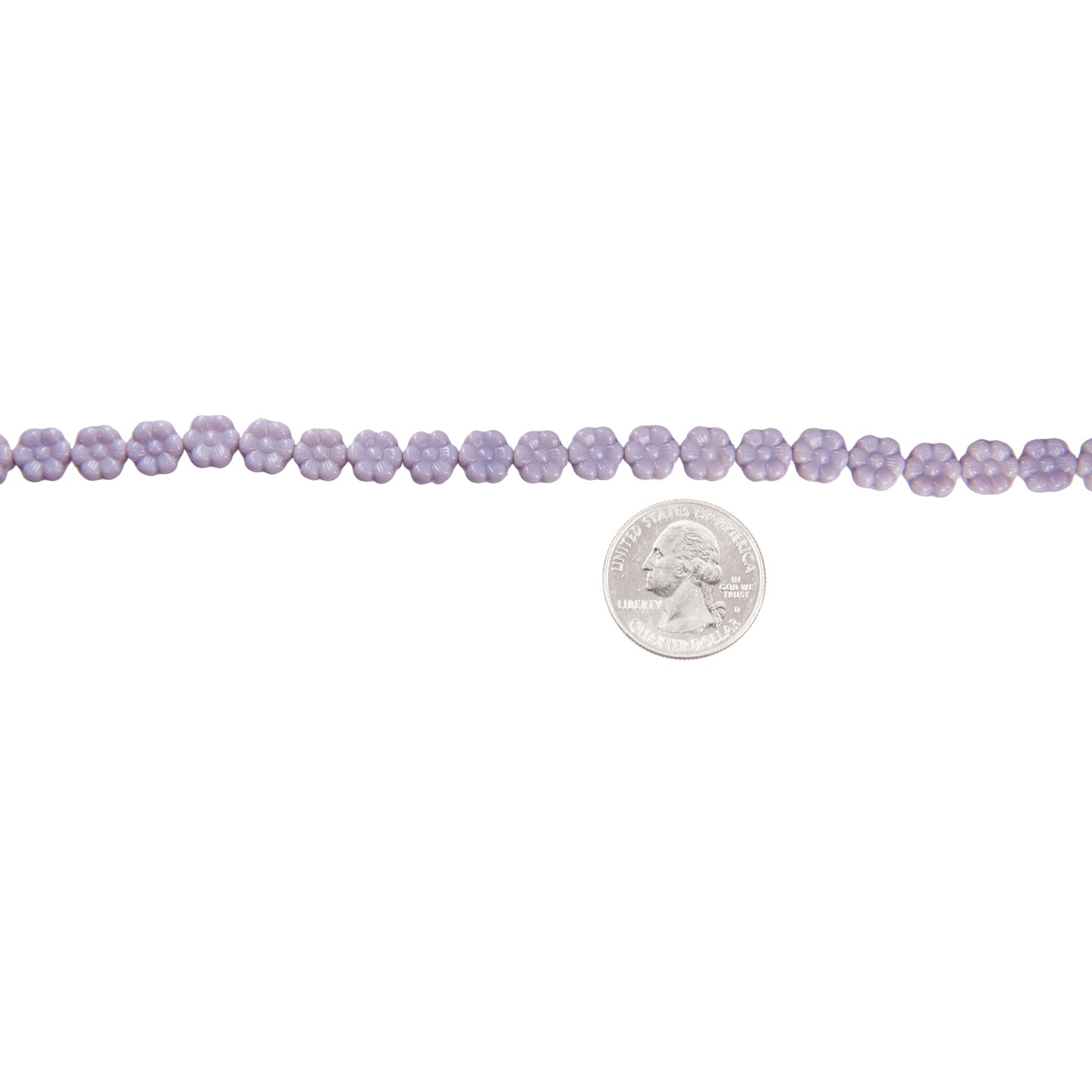8x4mm Flat Two-Sided Flower Beads in Opaque Lavender, One Strand with apx 25 beads GB-FB43