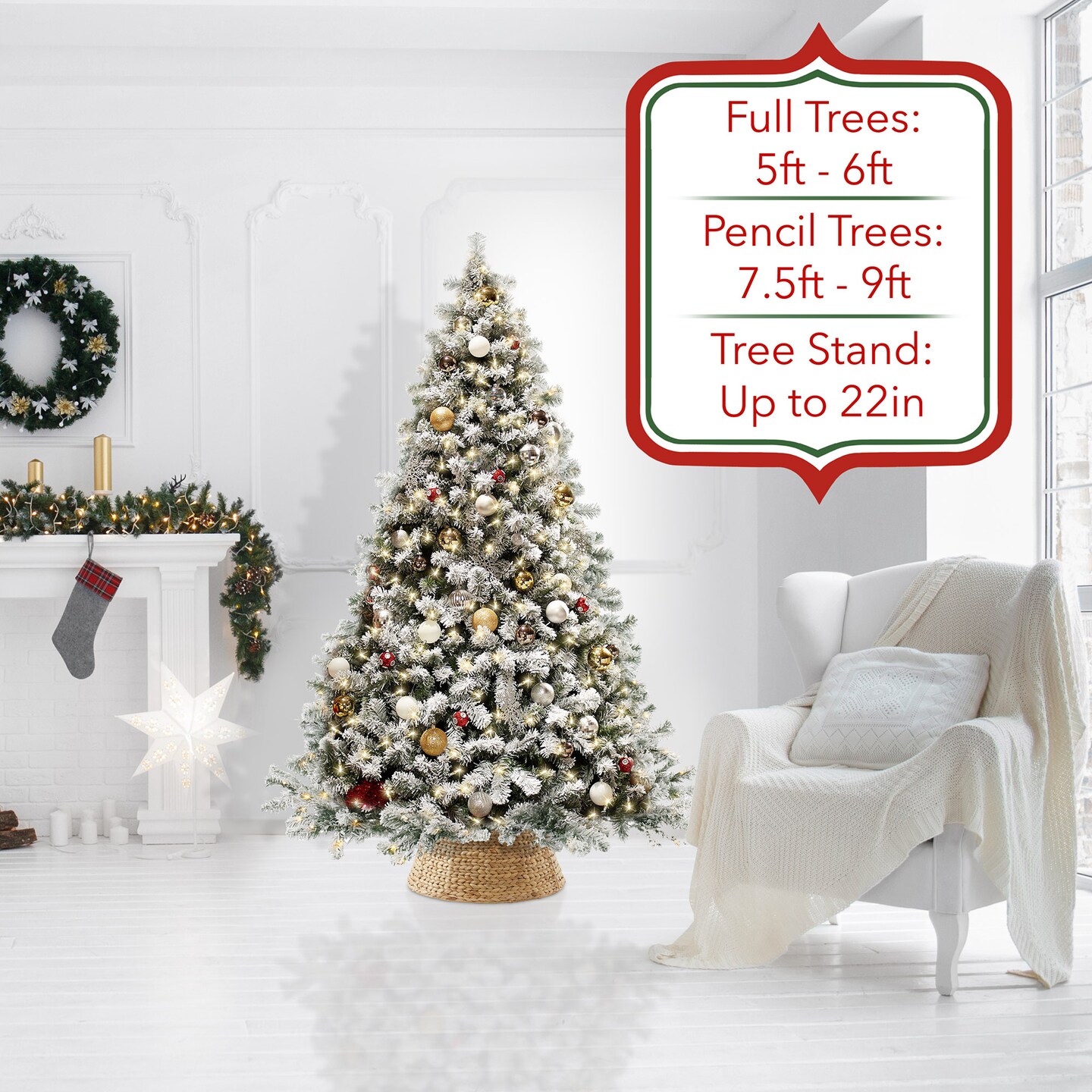 Casafield Christmas Tree Collar, Woven Water Hyacinth Tree Base Cover with Cord Cut Out