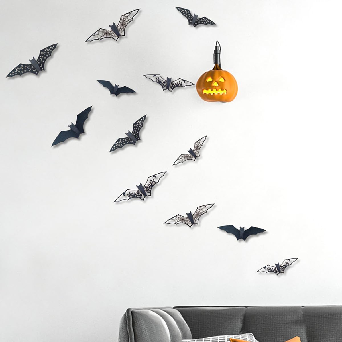 24Pcs Halloween Decorations - Bats Wall Decor