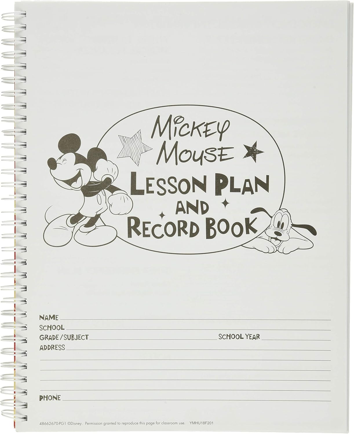 Teacher Record and Lesson Plan Book (Mickey Mouse) - 8.5'' x 11''