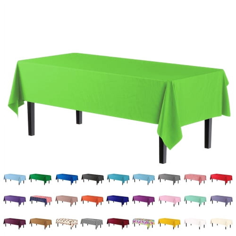 Exquisite 12-Pack Premium Plastic Tablecloth 54in. x 108in. Rectangle Plastic Table Cover